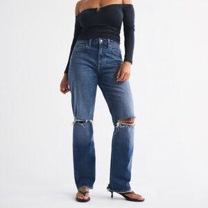 Abercrombie & Fitch Curve Love Ultra High Rise 90’s Straight Size 12 Distressed